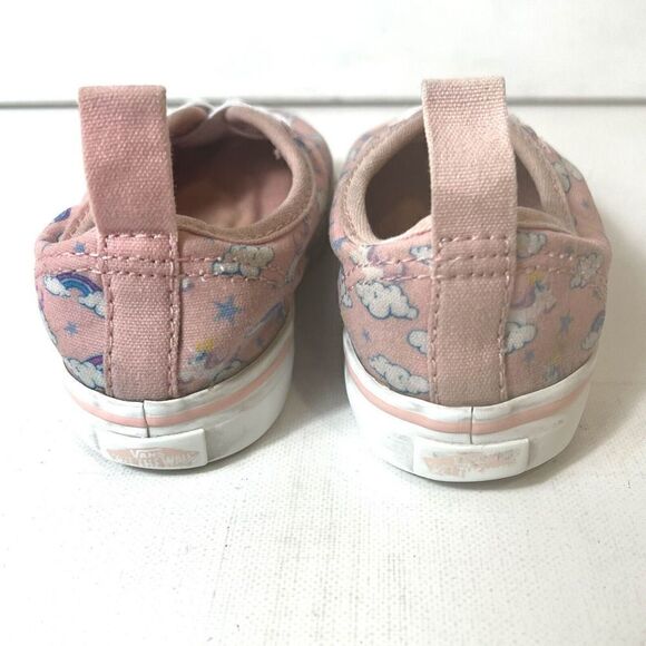 Vans Classic Kids Little Girls 9 Pink Rainbow/Cloud Low Top Slip On Canvas Shoes - Picture 7 of 10